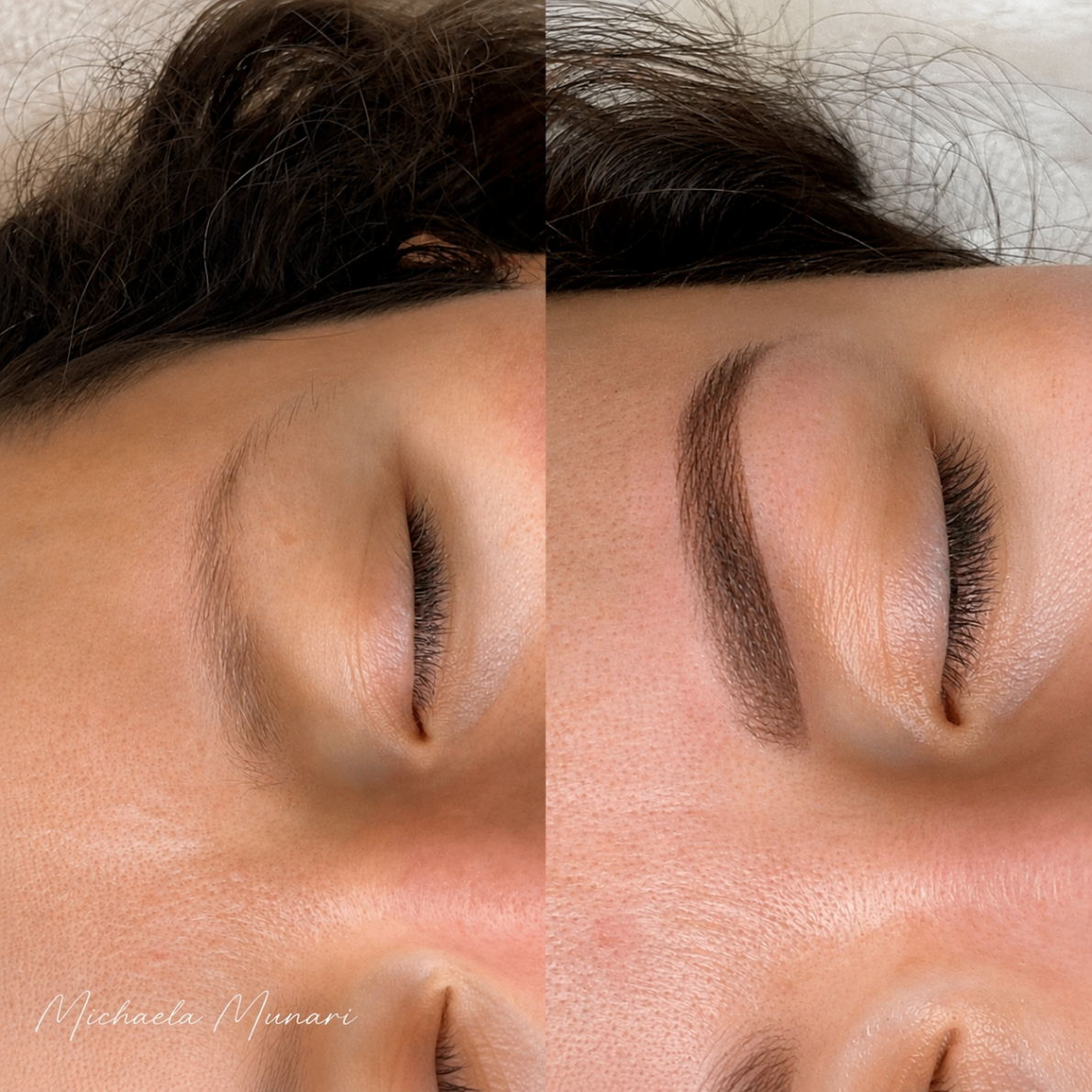 Vorher-Nachher Permanent Make-up Augenbrauen – definierte Form