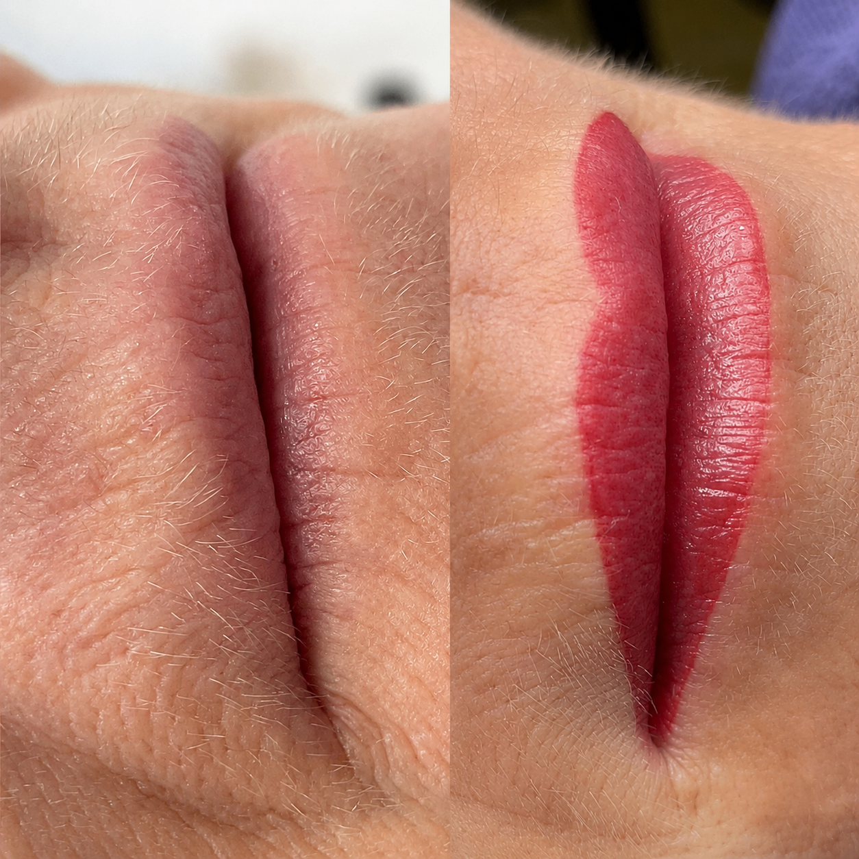 Vorher-Nachher Permanent Make-up Lippen – volle Kontur